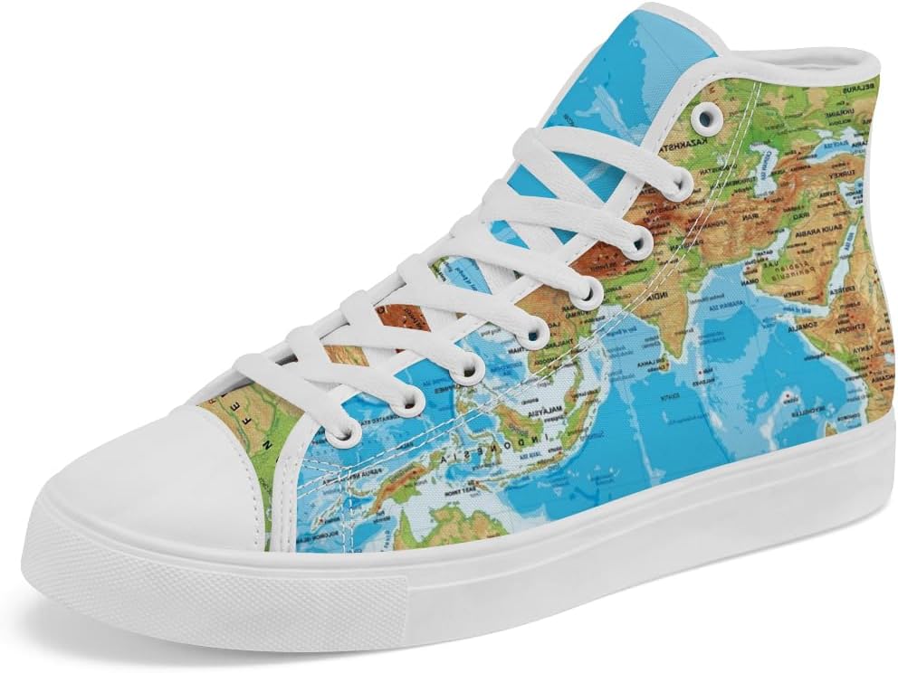 

Кеды Chebing World Map на высокой подошве из холщовой ткани, высокие кроссовки с шнуровкой, повседневная обувь для мужчин и женщин, синий