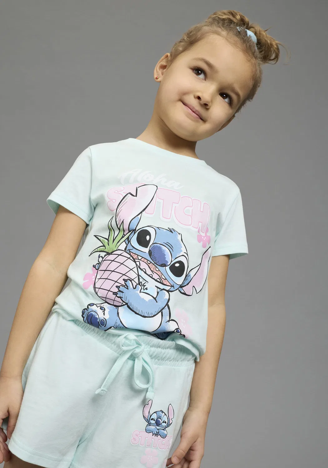 Футболка и шорты с принтом Stitch Kidsworld, бирюзовый — фото 2