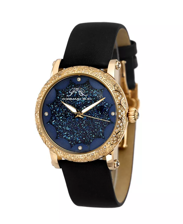 

Женские часы Genevieve Topaz на кожаном ремешке, покрытые сатином Porsamo Bleu, черный
