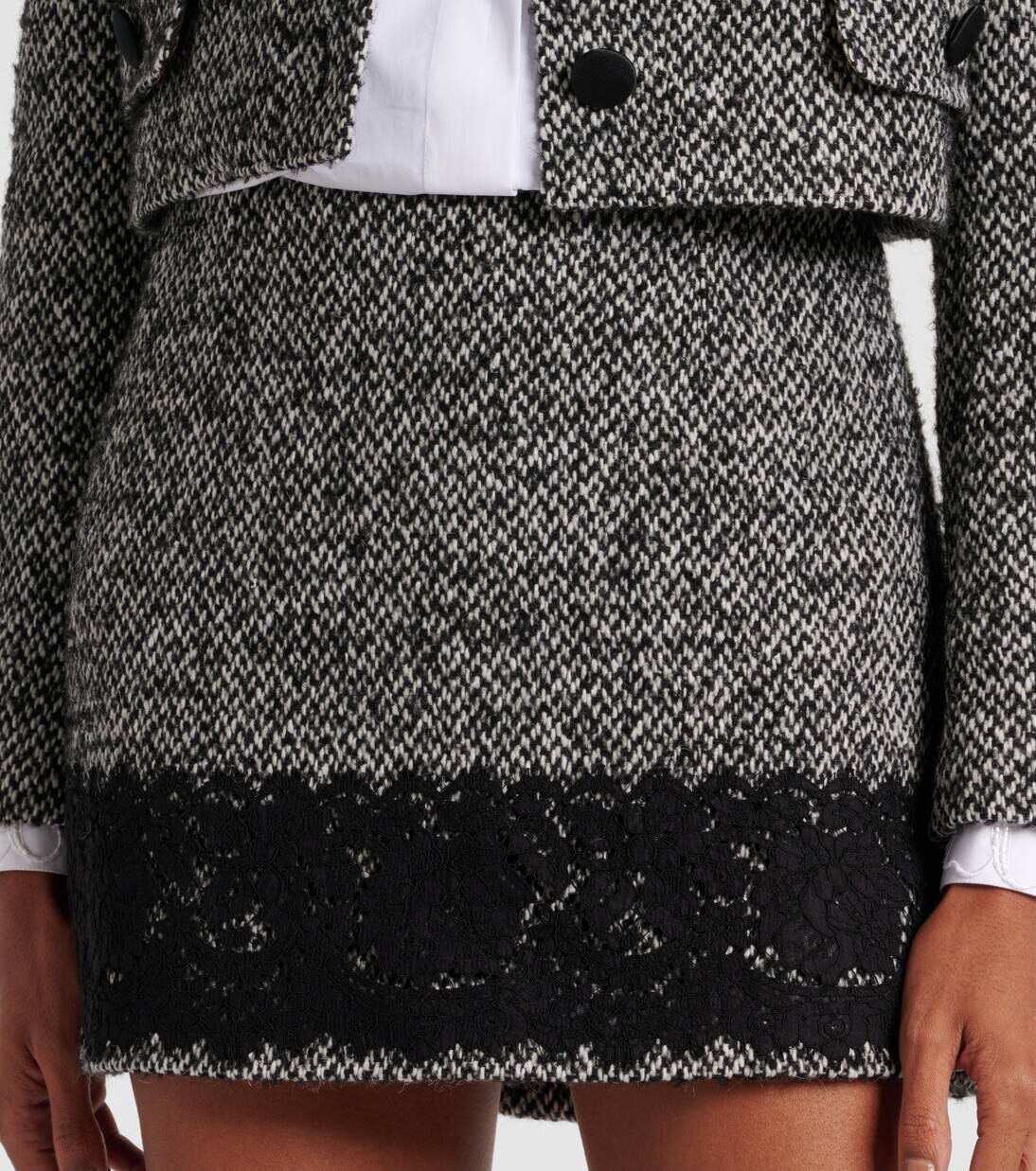 Мини-юбка из твида с кружевной отделкой Dolce&Gabbana, цвет fantasia — фото 4
