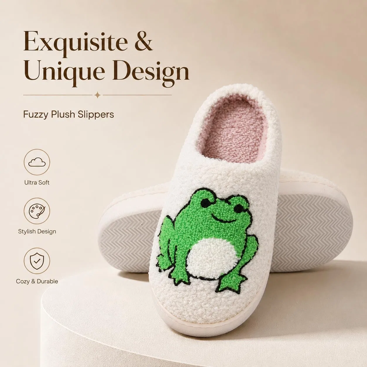 Тапочки мягкие с вышивкой, Froggy 04 oukisam — фото 4