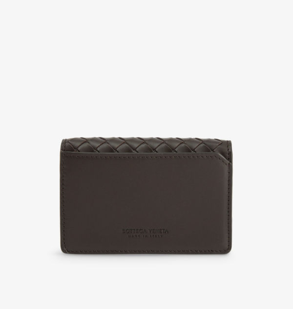 Кожаный кошелек с передним клапаном Intrecciato Bottega Veneta, серебряный — фото 3