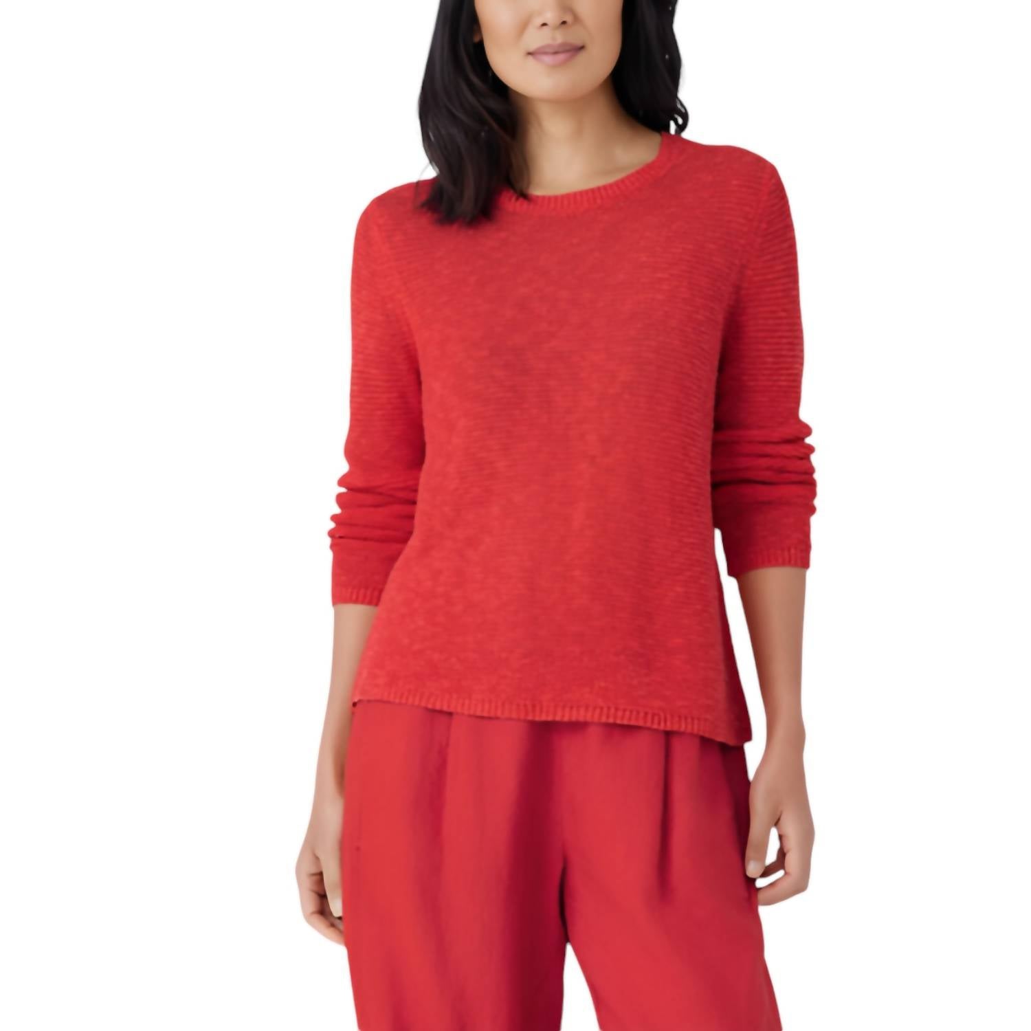 

Свитер из хлопка с круглым вырезом In Flame Eileen Fisher