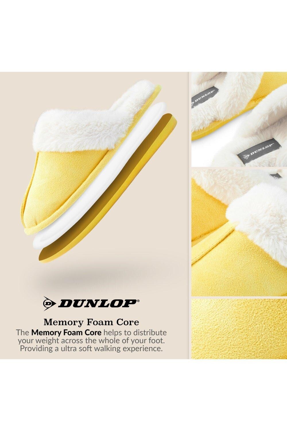 Домашние пушистые тапочки на толстой меховой подкладке Dunlop, желтый — фото 4