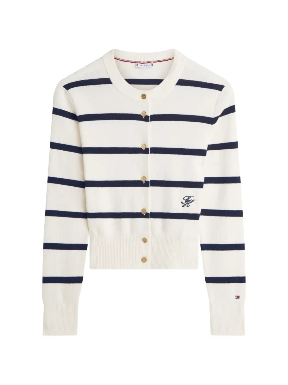 Кардиган из хлопка в полоску премиум-класса Tommy Hilfiger, бежевый