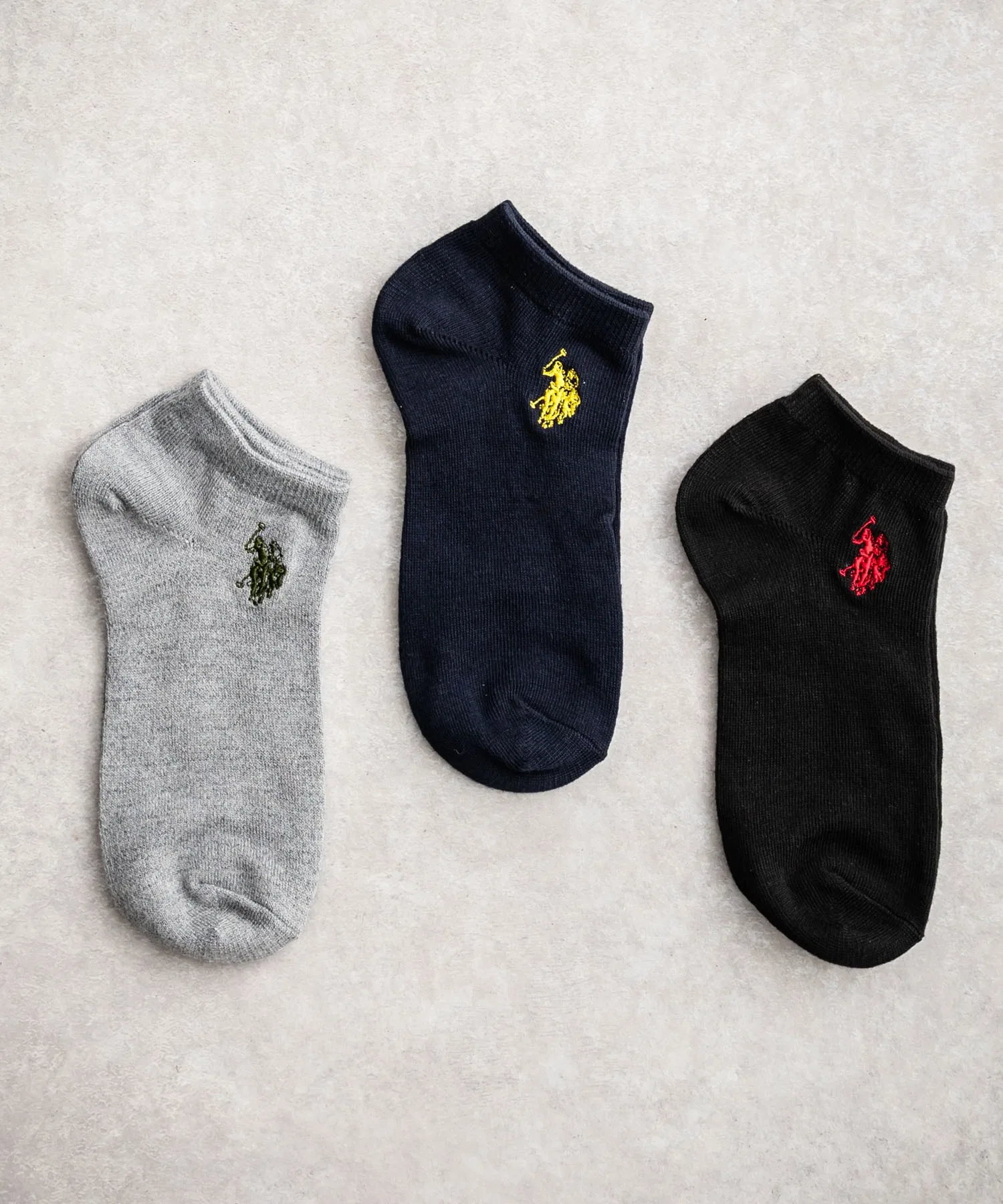Носки до щиколотки/укороченные носки US POLO ASSN. — 3 пары в разных цветах с вышитым логотипом One-Point. — фото 3