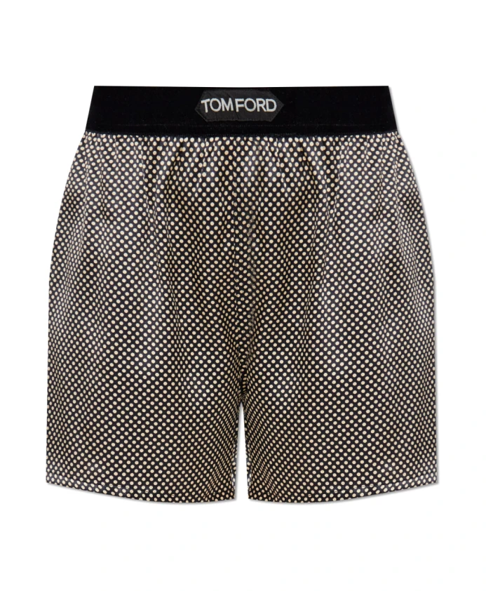 

Шелковые шорты в горошек Tom Ford, черный