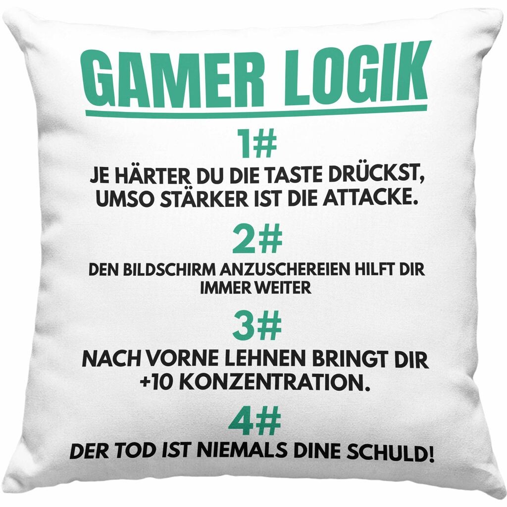 

Тенденция - Декоративная подушка Gamer Logic с наполнителем 40 x 40 см Подарок для мальчика Идея подарка на день рождения Смешная поговорка (синий) Trendation