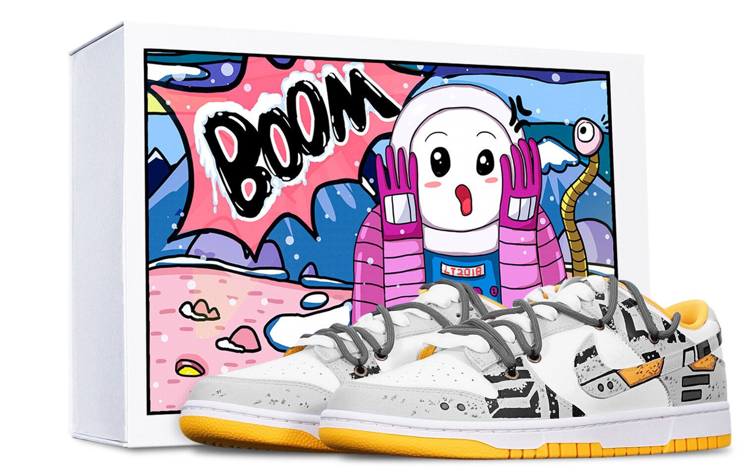 

Кроссовки Nike Dunk Skateboard Shoes Men Low-Top White Gray Black/Yellow