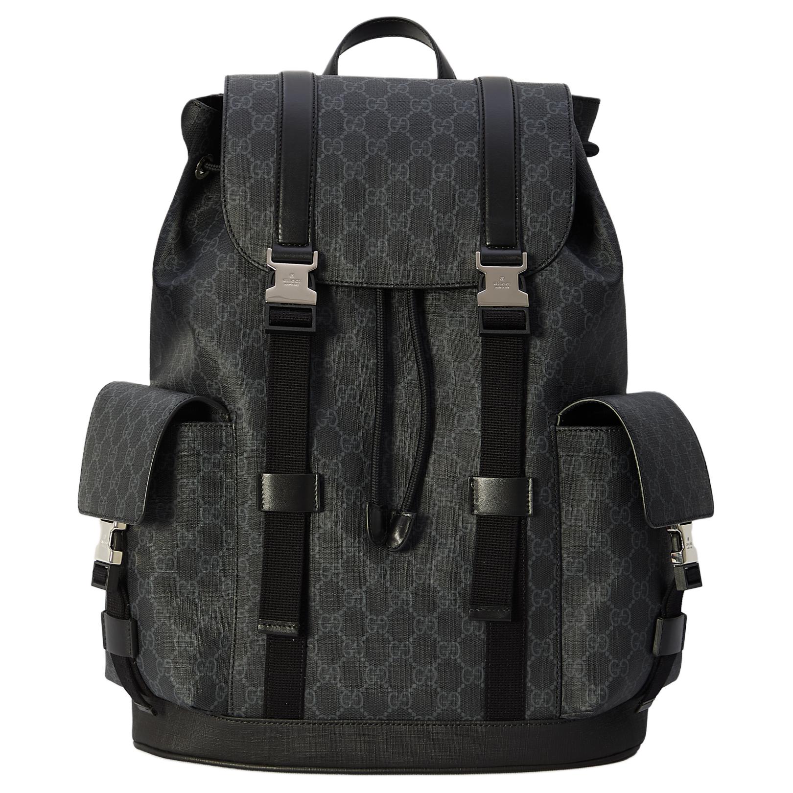 

Рюкзак из холста с кожаной отделкой мужской черный GUCCI