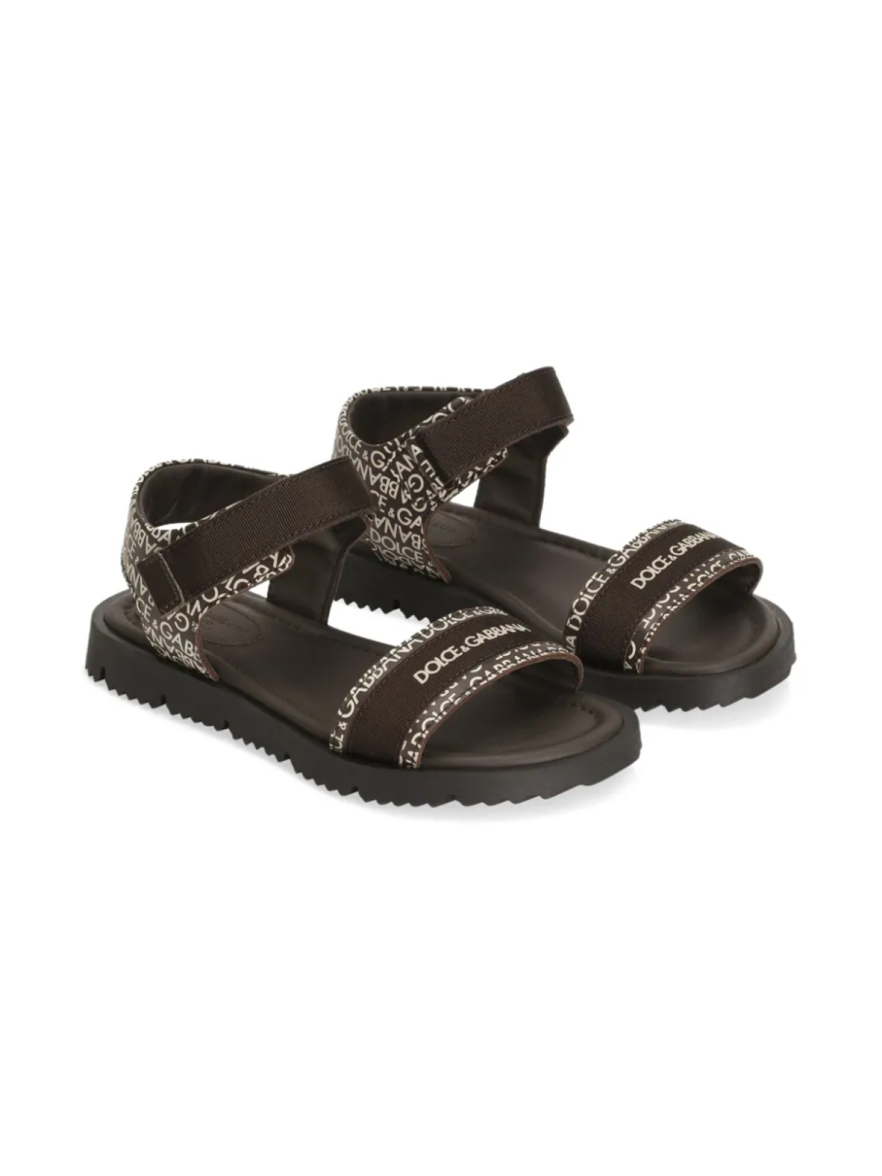 

Кожаные сандалии с логотипом Dolce & Gabbana Kids, коричневый