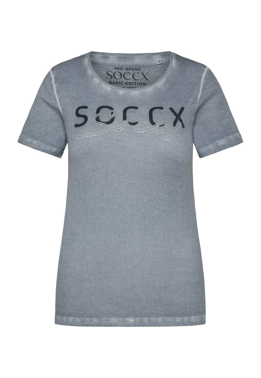 

Футболка с принтом LOGO OIL DYED Soccx, серый