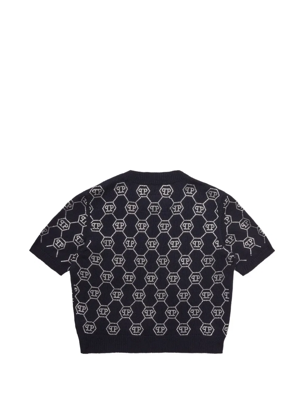 Вязаный топ с монограммой Philipp Plein Junior, синий — фото 2