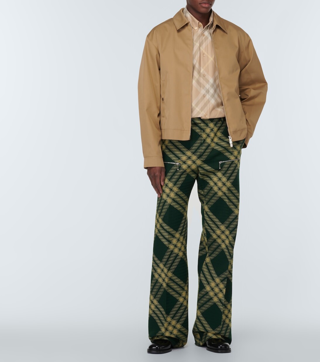 Рубашка Burberry в клетку из хлопка, бежевый — фото 2