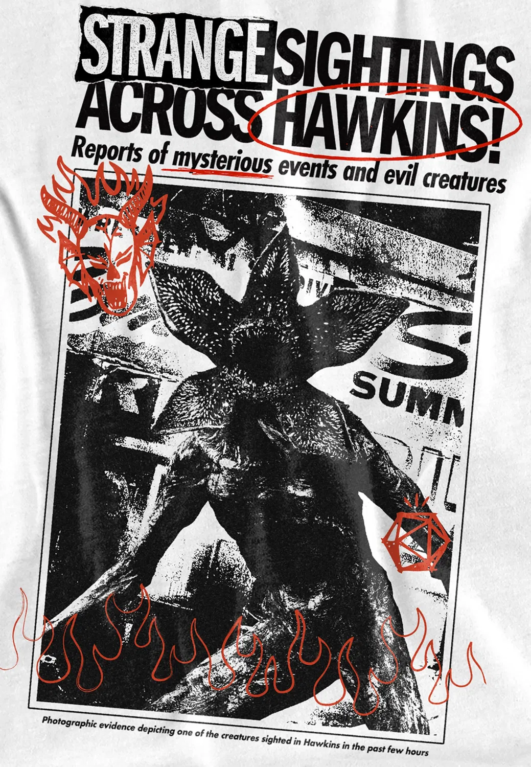 Футболка детская с принтом Stranger Things, белый — фото 2