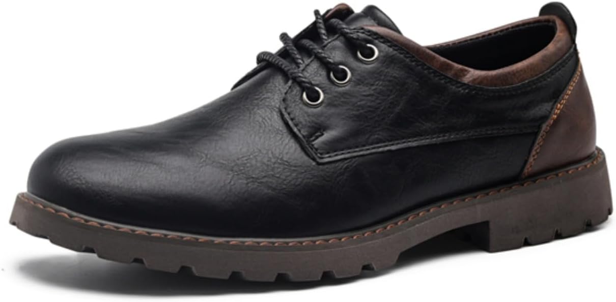 

Мужские винтажные кожаные оксфорды на шнуровке, ретро-стиль, с контрастной отделкой, формальная и повседневная обувь для работы и ежедневного использования Khwfjas, черный