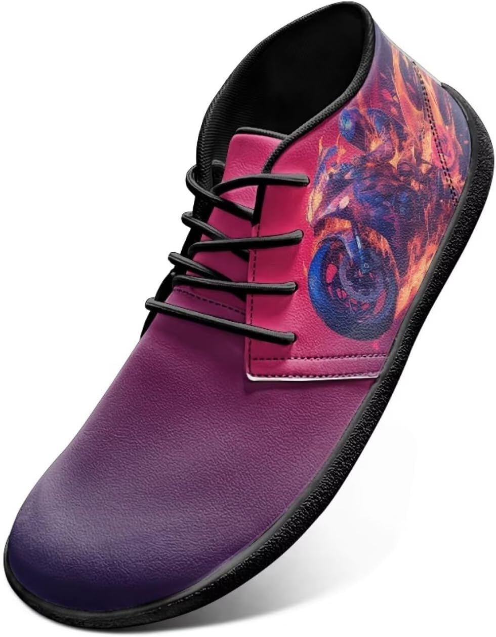 

Сверхлегкие мужские кроссовки для бега с принтом в виде языков пламени - нулевой перепад высоты подошвы, идеально подходят для бега, устойчивая обувь Watdotory, Motorcycle Flame