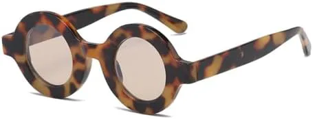 

Женские солнцезащитные очки круглой формы в стиле 2027 года, винтажные очки, модные мужские солнцезащитные очки с градиентной защитой UV400 MTZJH, Leopard Champagne