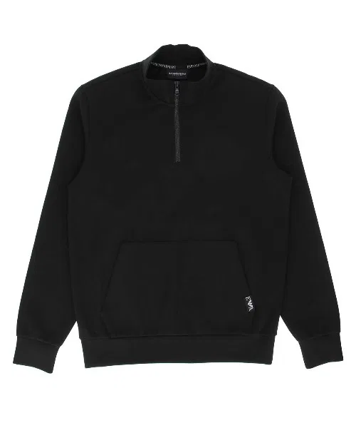 Свитшот EMPORIO ARMANI с полузастежкой-молнией, черный