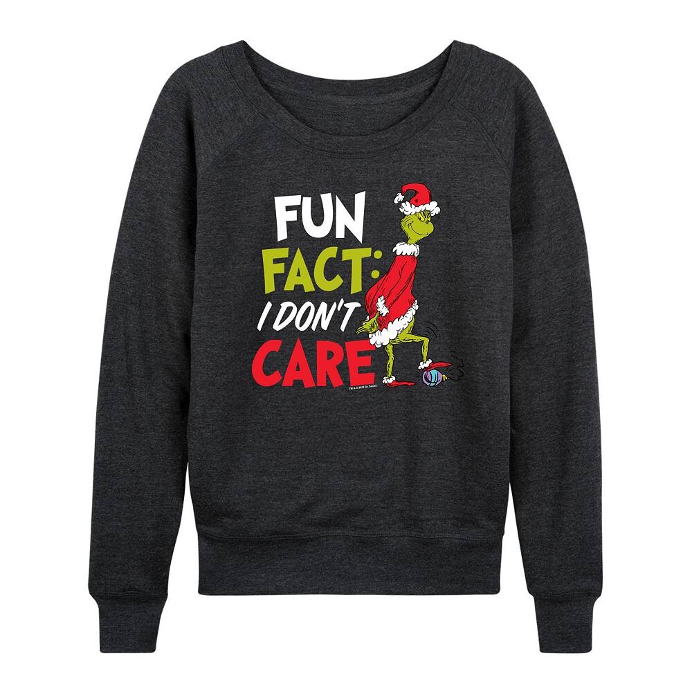 

Женский легкий свитшот из френч терри Dr. Seuss The Grinch I Don't Care Licensed Character, цвет Heather Charcoal