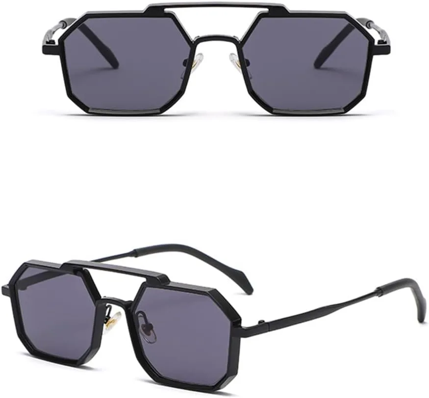 

Маленькие многоугольные солнцезащитные очки для женщин в винтажном стиле, мужские панк-очки, солнцезащитные очки UV400 для защиты от солнца DSDNPTV, C1 Black Black