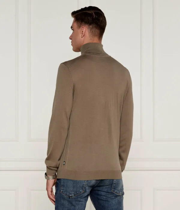 Шерстяная водолазка Musso-p Slim fit Boss, бежевый — фото 3