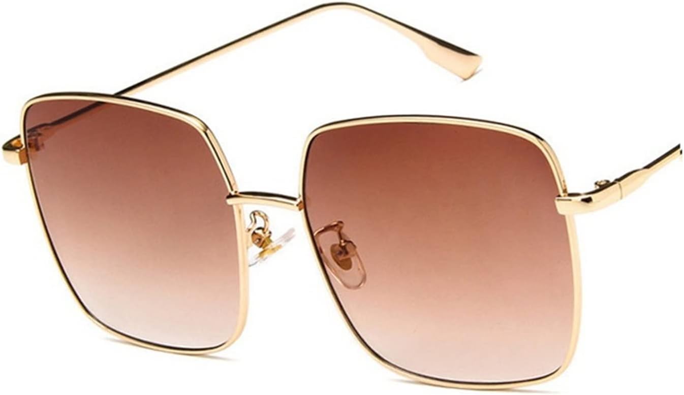 

Солнцезащитные очки большие женские в винтажном стиле, квадратная металлическая оправа, модные солнцезащитные очки с градиентными линзами, защита от ультрафиолета UV400 YGDBXHYD, Gold Brown
