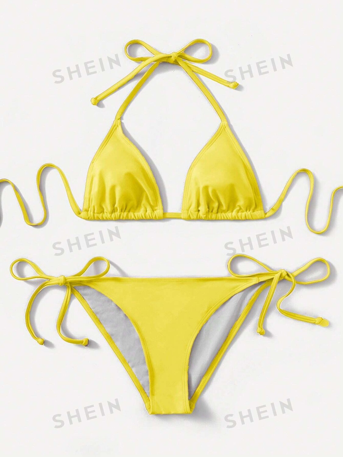 

Купальник Shein Swim Vcay с цветочной текстурой, желтый