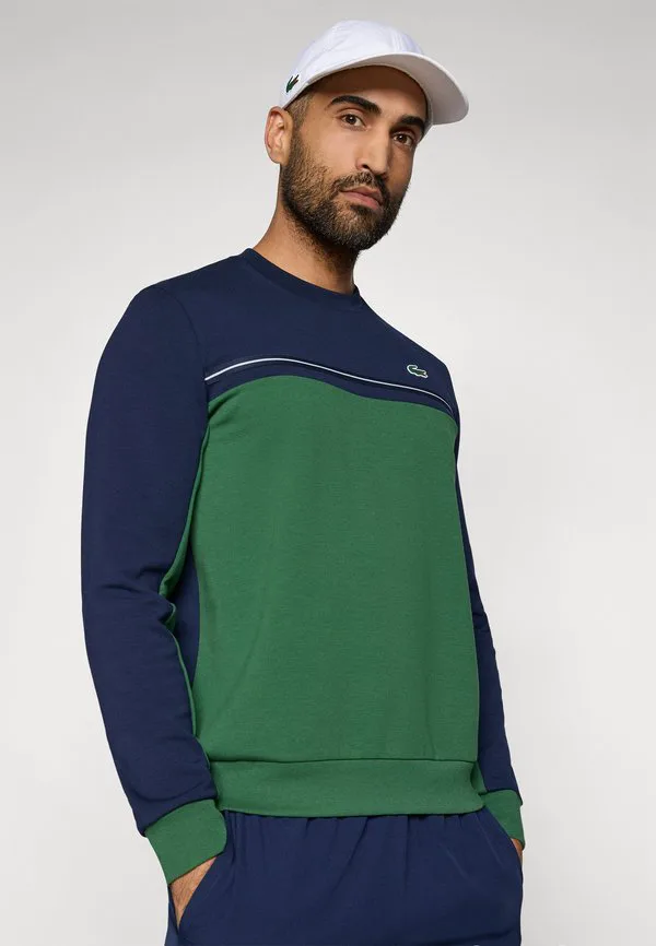 Теннисная толстовка с длинными рукавами Lacoste Sport, Navy Blue/Green — фото 4