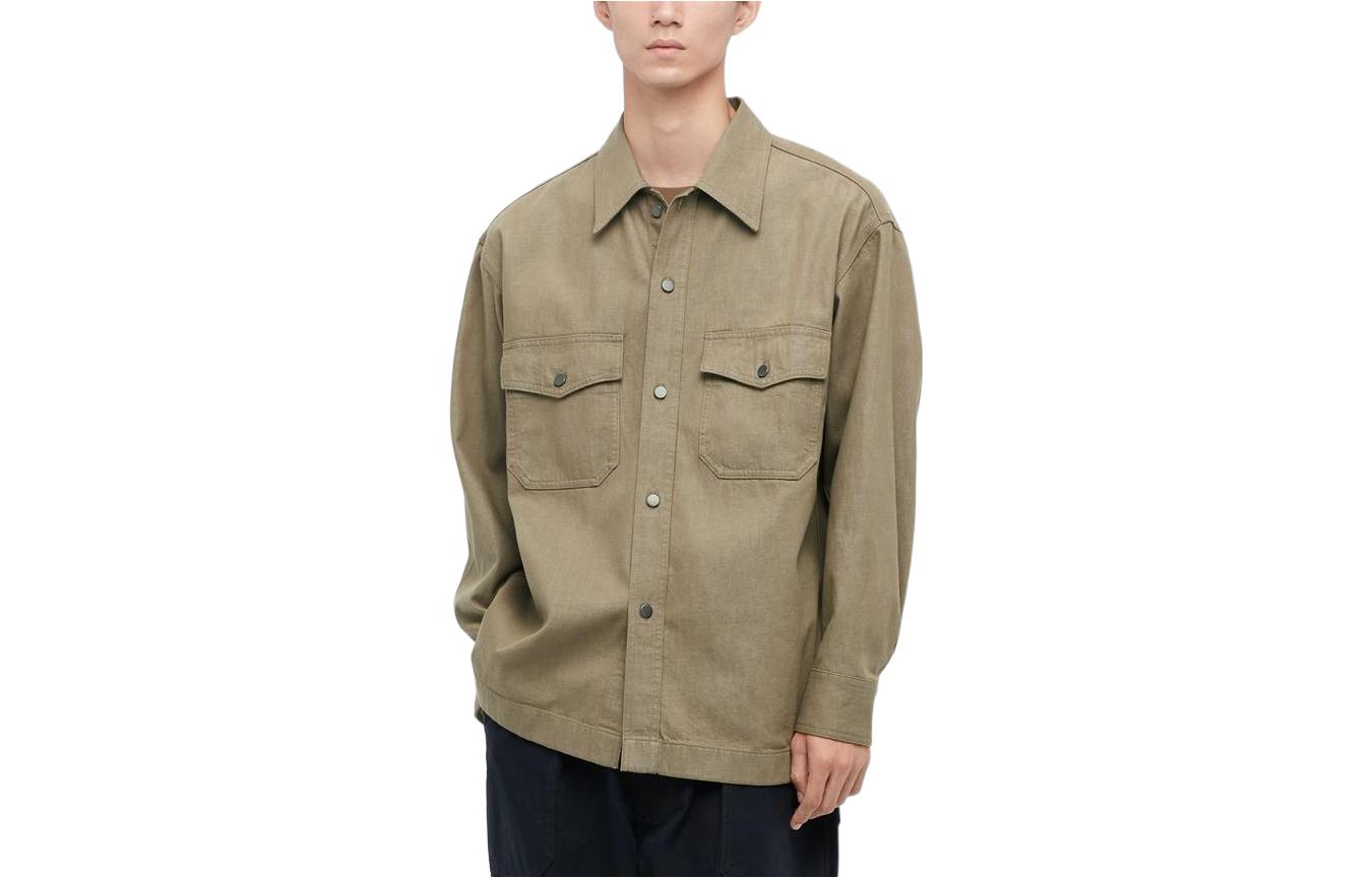 UNIQLO Свободная джинсовая куртка унисекс хаки, Khaki — фото 3
