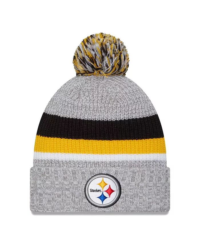 

Мужская шапка-манжета Pittsburgh Steelers цвета «серый» с помпоном New Era