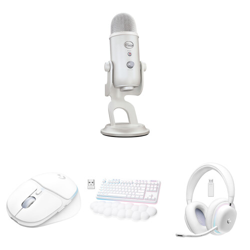 

Комплект USB-микрофона Logitech Blue Yeti для коллекции Aurora с мышью, беспроводной клавиатурой G715 и гарнитурой (переключатели White Mist, GX Brown)