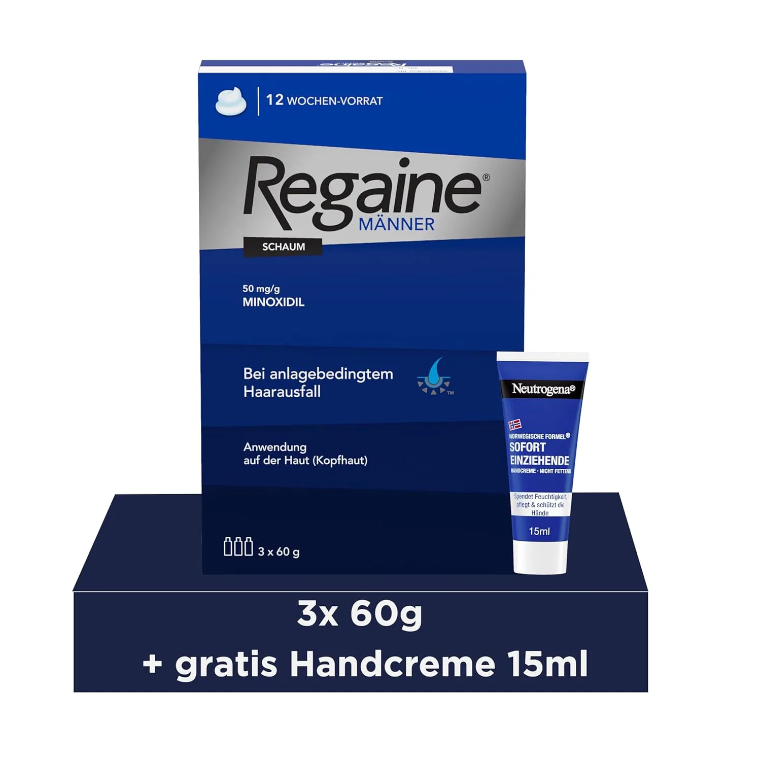 Пена REGAINE Men с миноксидилом, 3 месяца использования, 3 x 60 г Regaine
