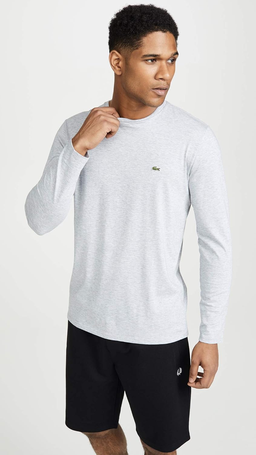Футболка Lacoste с длинным рукавом и круглым вырезом из джерси Pima, Silver Heathered — фото 2