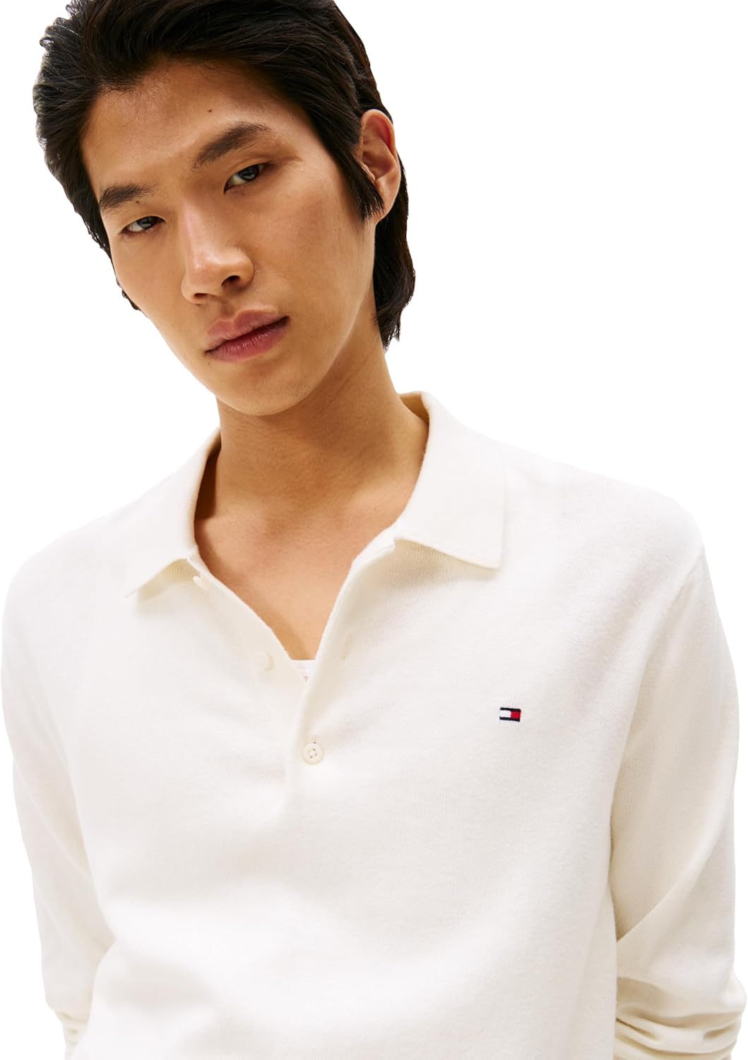 Мужской свитер-поло Tommy Hilfiger из хлопка и кашемира с длинными рукавами, Ivory Petal — фото 2