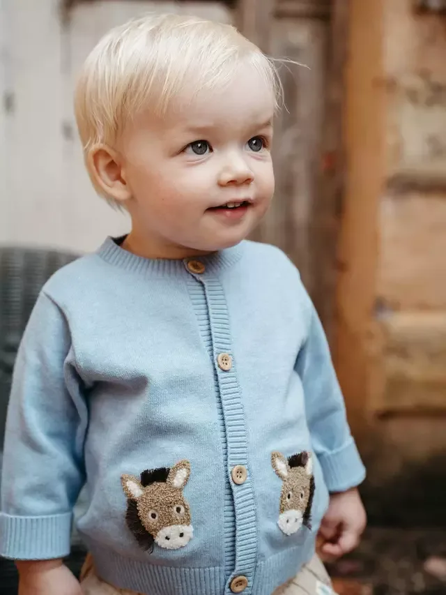Детский хлопковый кардиган Fiesta Friends, цвет Карибский меланж Purebaby — фото 4