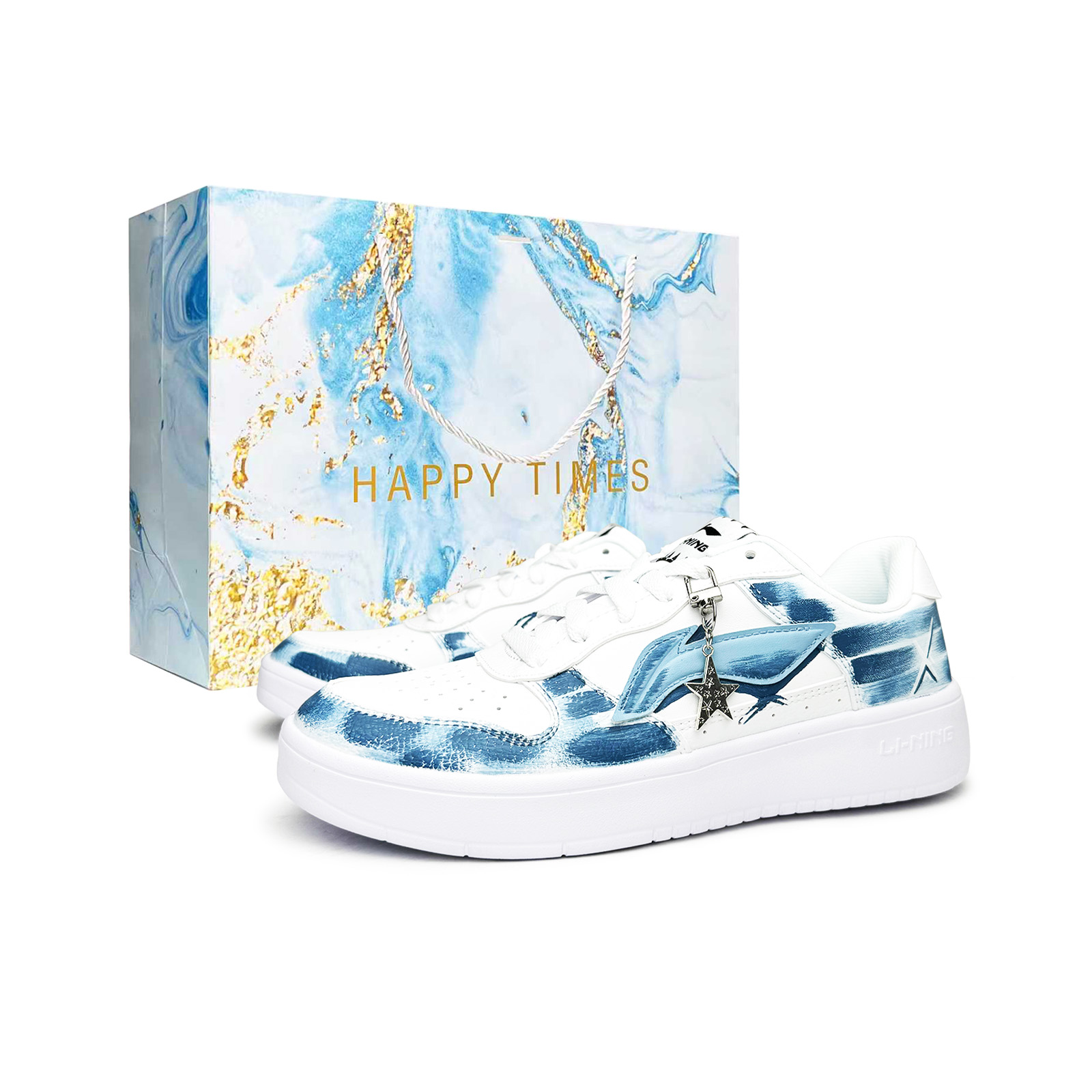 

Кроссовки для скейтбординга Pontoon Boats Lightweight Anti Slip Low top для мужчин LINING, белый синий (синий special shopping bag)