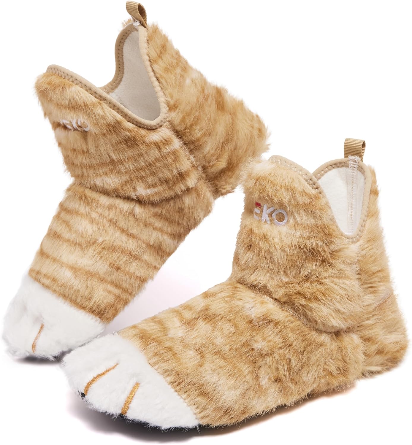 

Домашние тапочки-ботиночки UUBARIS для женщин и мужчин, теплые, с мехом, для дома и улицы, для путешествий, Cat Paw Khaki