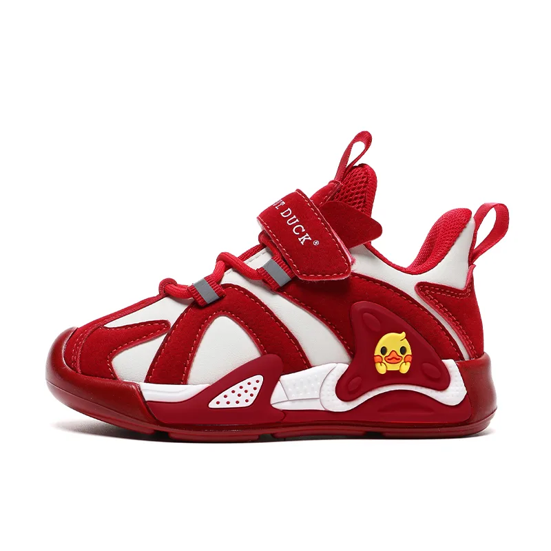 Детские повседневные кроссовки low top из искусственной кожи с амортизацией, износостойкие WALNUT DUCK, 23001m/Burgundy Leather Upper