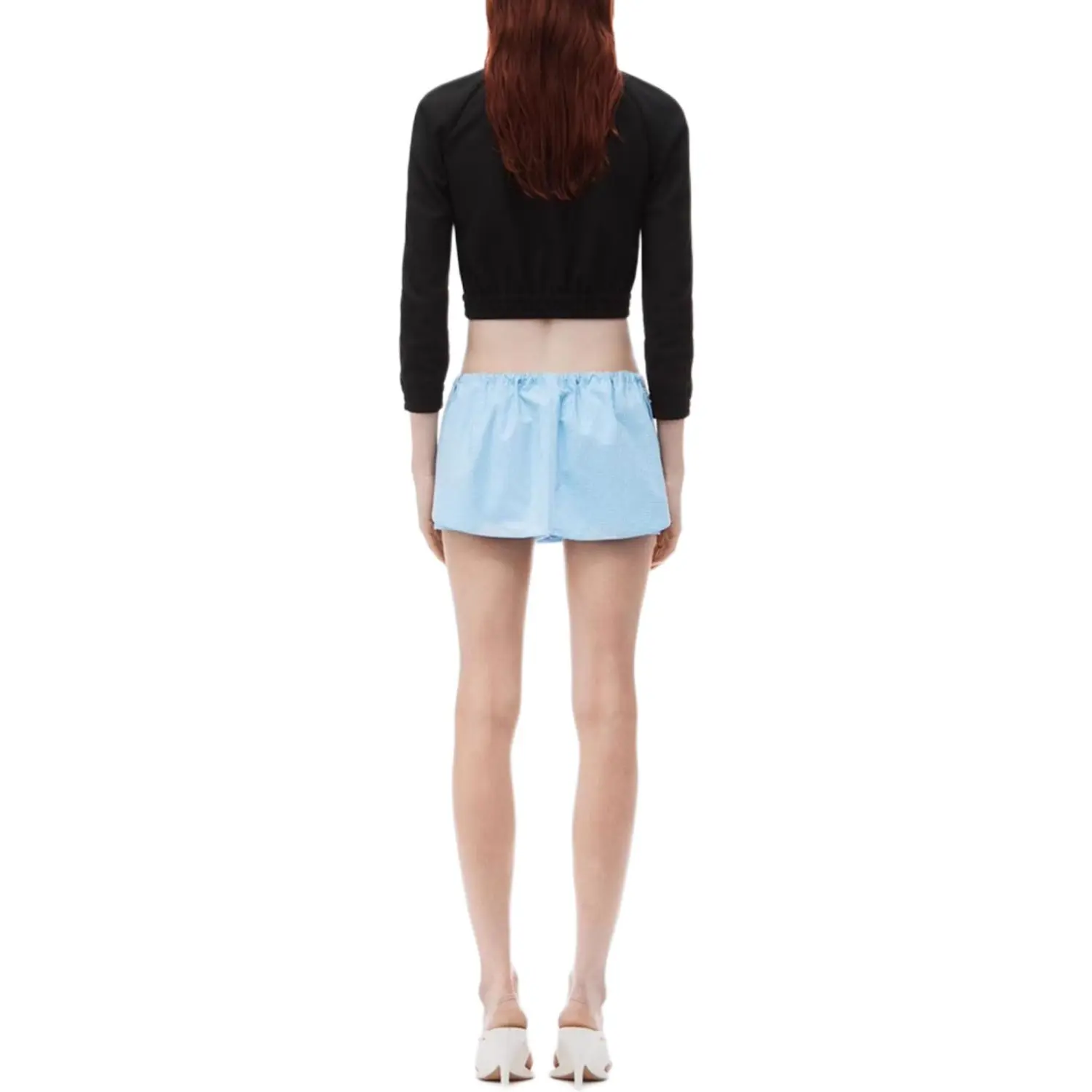 Alexander Wang Мини-юбка-шорты Hotfix с кулиской, цвет Chambray Blue — фото 4