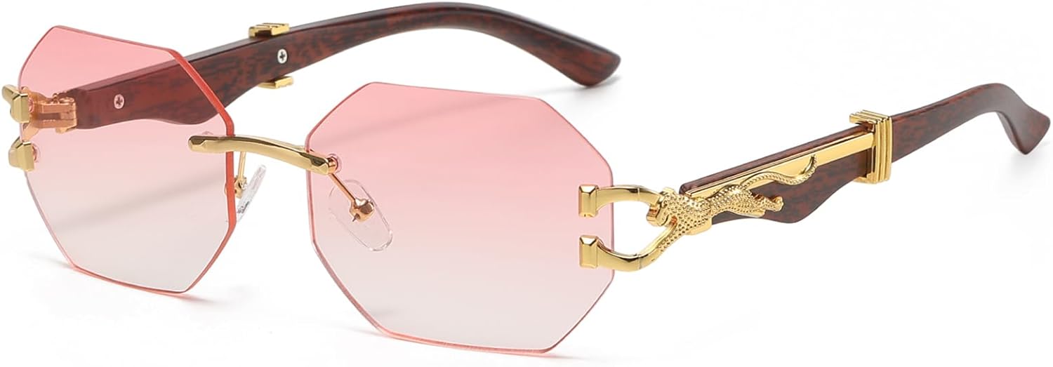 

Солнцезащитные очки без оправы прямоугольной формы для женщин и мужчин. Модные дизайнерские очки в стиле хип-хоп. Прозрачные солнцезащитные очки piscm, Gold/Gradient Pink