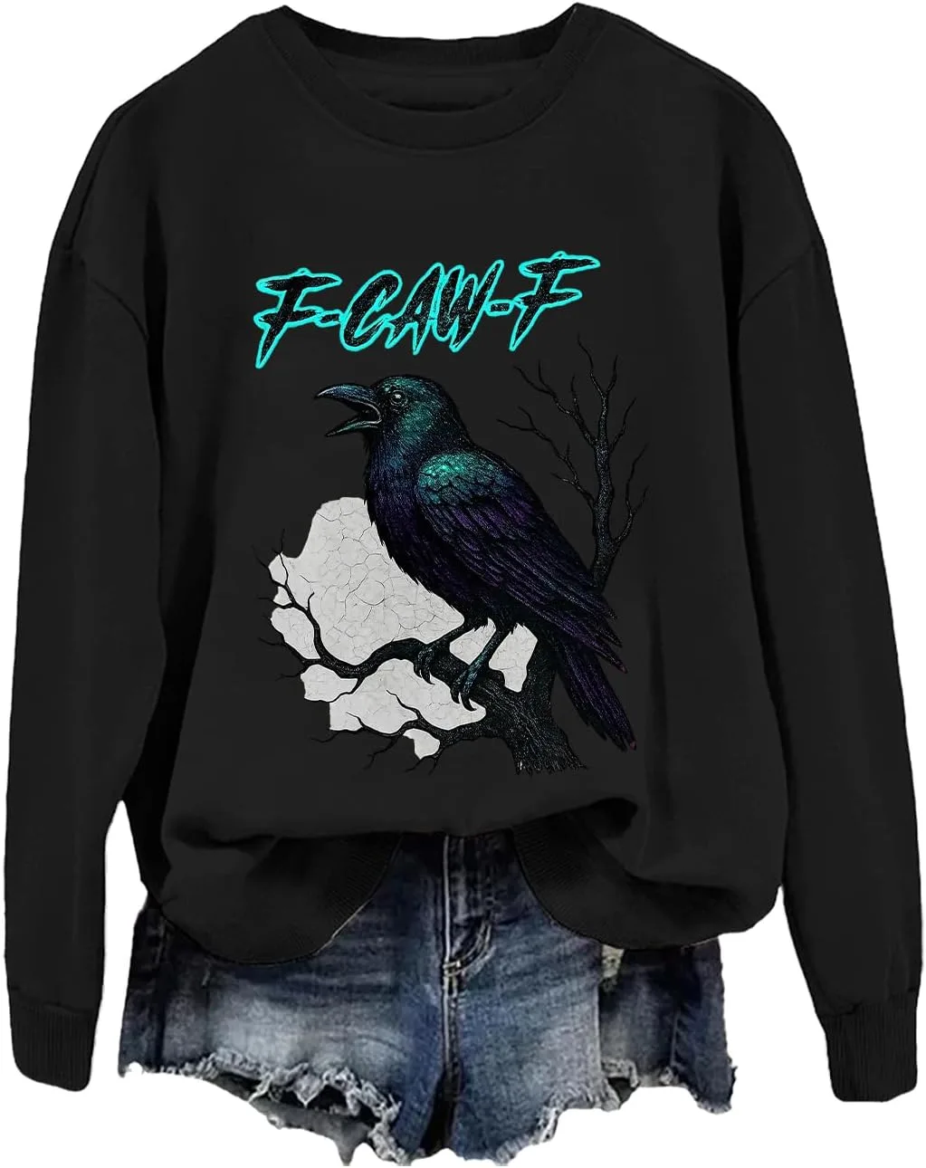 

Толстовка Crow с принтом черной птицы