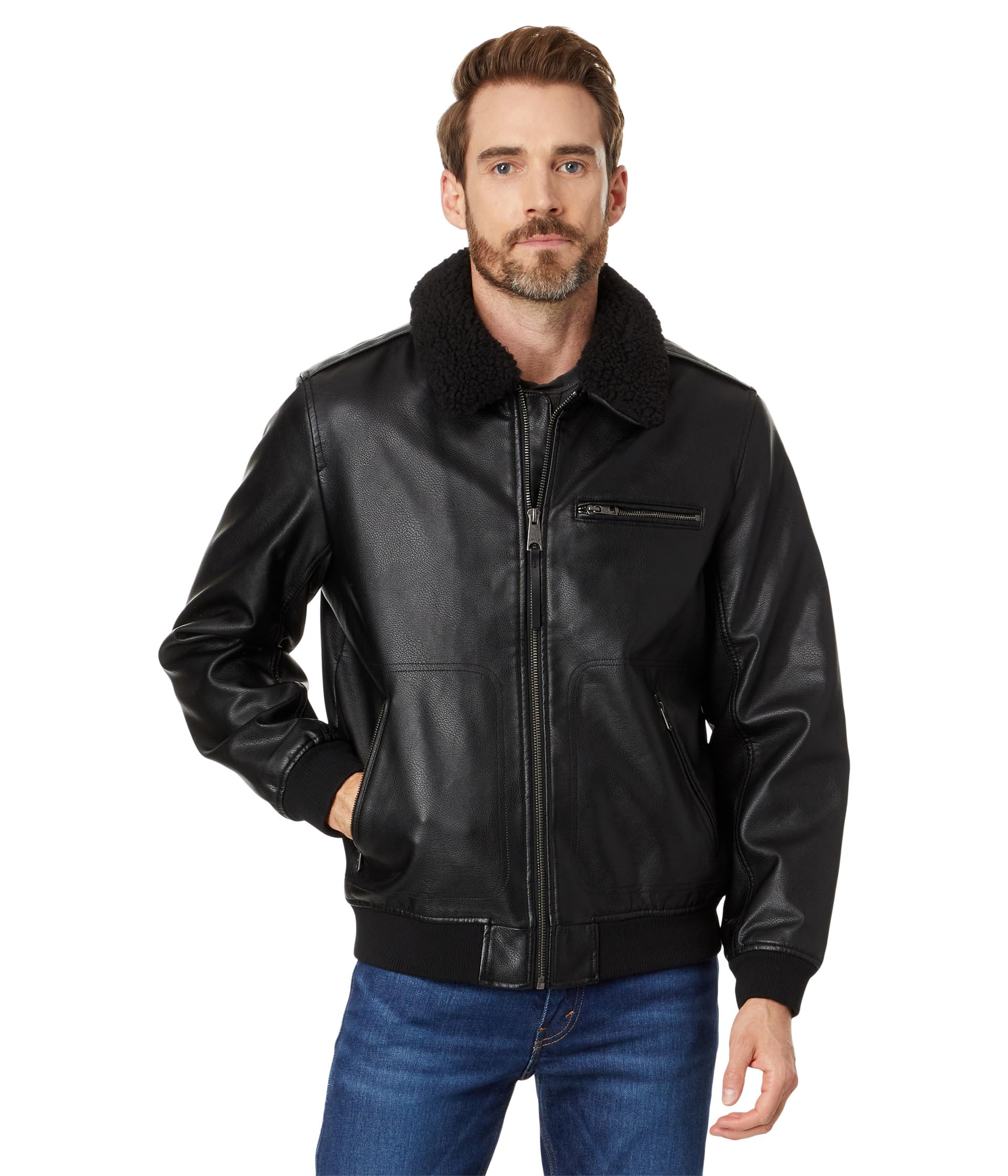 

Куртка Levi's Faux Leather Bomber Jacket, черный