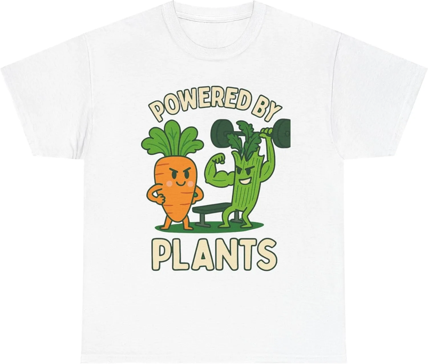 GENERIC Футболка Unisex Powered by Plants, веганский подарок, тренировочная майка на растительной основе, экологичная одежда, прикольная футболка для фитнеса