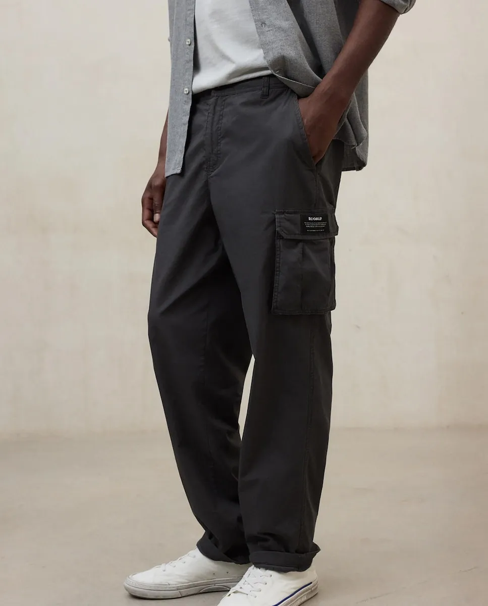 

Мужские штаны карго с пуговицей и молнией Ecoalf, темно-серый