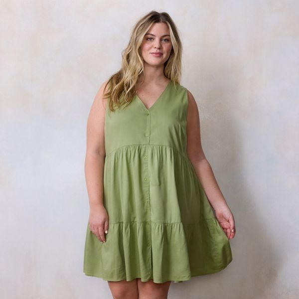 

Пышная мини-платье с ярусами Swing Lc Lauren Conrad, цвет giada green