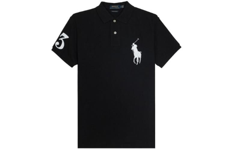 

Мужская рубашка поло с короткими рукавами и принтом Polo Ralph Lauren SS22, черная, Синий
