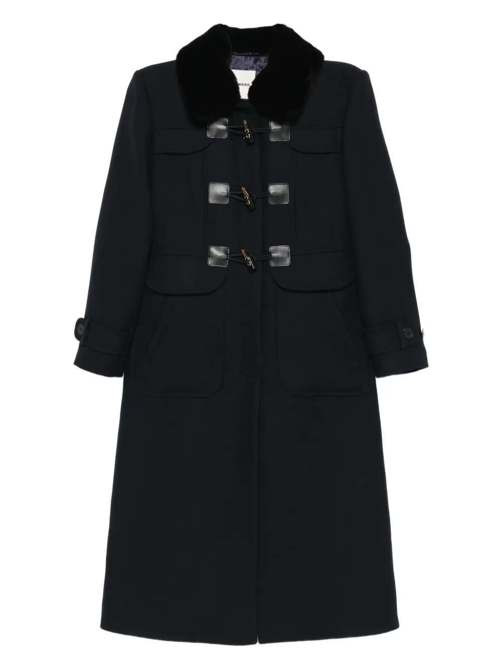 

Пальто с воротником из искусственного меха SANDRO, черный