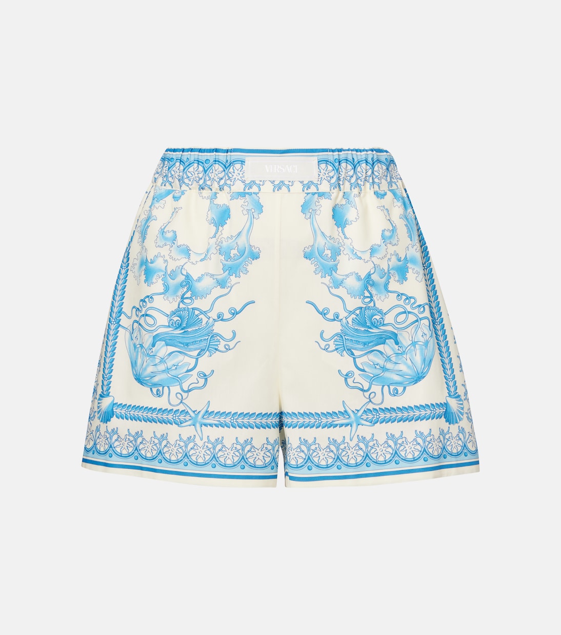 

Шорты из поплина Underwater Barocco Versace, Eggshell + Bright Dv Blue