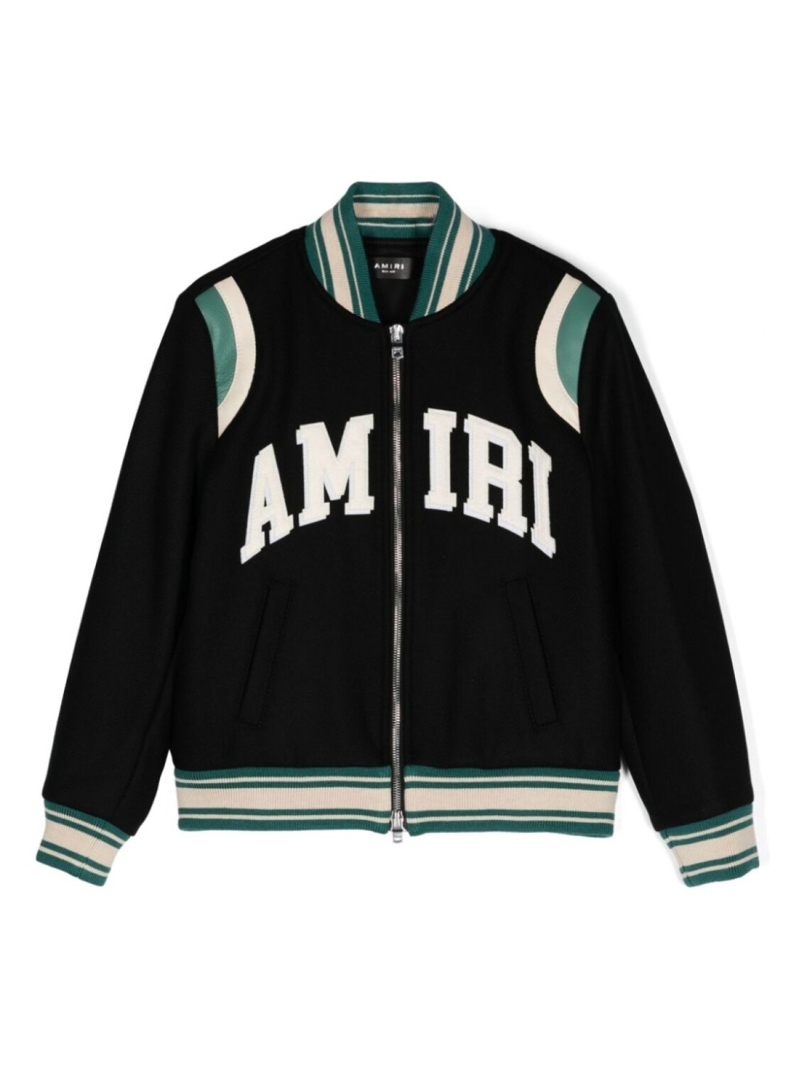 

AMIRI KIDS куртка-бомбер с полосатым краем и логотипом, черный